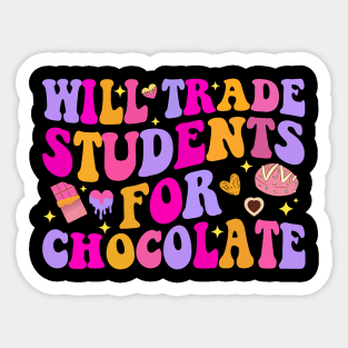 Groovy Design Will Trade Students For Chocolate Teacher Sticker